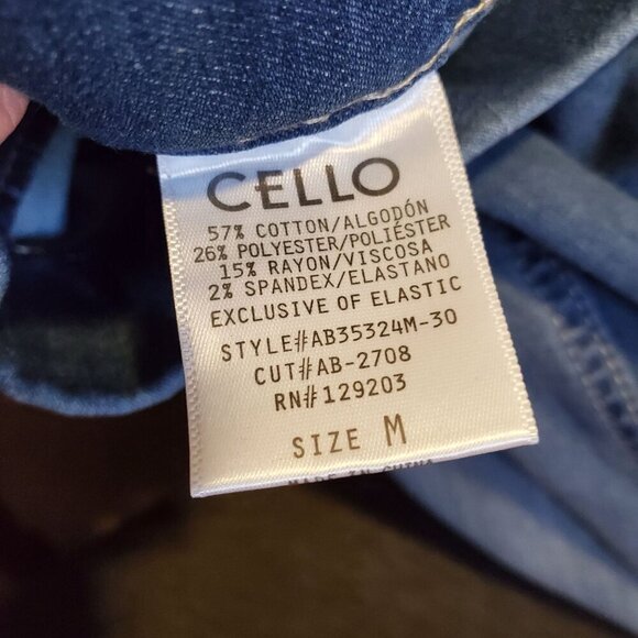 Cello Deluxe Comfort Stretch Size Medium Blue Flare Jeans RN#129203 Acid wash - Picture 12 of 14
